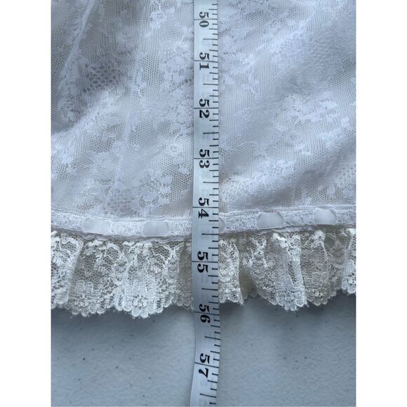 VTG Angela Gore London White Lace Long Dressing Gown Robe Sheer Ruffle 60s 70s - Picture 8 of 8